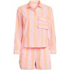 Lands' End Women's Cotton Poplin 2 Piece Pajama Set - Long Sleeve Top and Shorts with Piping - 3 of 4