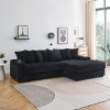 Corduroy Sofa with Cup Holders and Storage Armrests,L-Shaped Sofa with Reversible Chaise and Pillows,4 Seat Sofa for Living Room-Coolbibila - 3 of 4