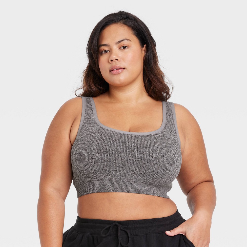 Women's Plus Size Reversible Ribbed Bralette - Colsie  Heather 2X Grey 