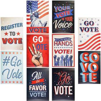 Juvale 10 Pack Go Vote Patriotic Posters for Election Day, 10 Designs (13 x 19 In)