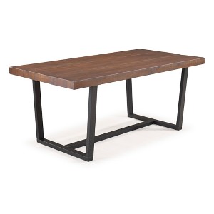 72" Modern Farmhouse Solid Wood Distressed Plank Top Dining Table - Saracina Home - 1 of 4