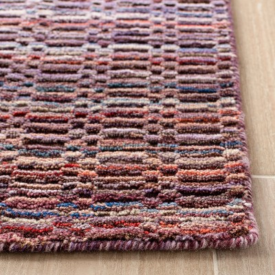 Handmade Red and Purple Wool Rectangular Area Rug 4' x 6'