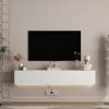 GlasFlength TV Stands and Consoles Floating TV Stand Wall Mounted Modern TV Stand Floating TV Cabinet for Living Room, White, 74.8"*21.46"*5.51" - 2 of 4