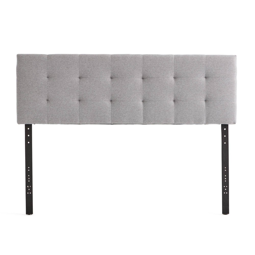 Photos - Bed Frame Queen Kaylee Adjustable Upholstered Headboard with Square Tufting Stone 