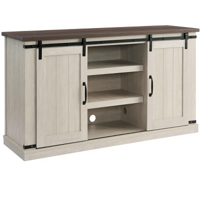 NicBex TV Stands for 60 inch TV, Entertainment Center with Sliding Doors and Open Storage Space,TV Console for Bedroom, Living Room, Home,Light Gray