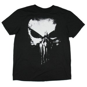 Marvel Men's Punisher Paint Splatter Skull Graphic Adult Short Sleeve T-Shirt - 1 of 3