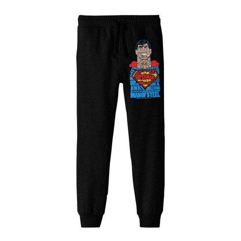 Superman Portrait Text Art Boy's Black Jogger Pants-small : Target