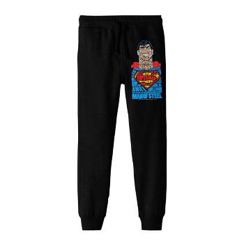 Superman Portrait Text Art Boy's Black Jogger Pants