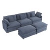 NicBex Couches for Living Room 112.6" Modular Sectional Sofa L-Shape Corduroy Upholstered Sofa Couch with Side Storage Pockets and Ottoman, Blue - 4 of 4