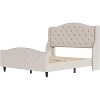 coucheta Queen Size Bed Frame, Linen Upholstered Bed Frame with Headboard & Footboard - 3 of 4