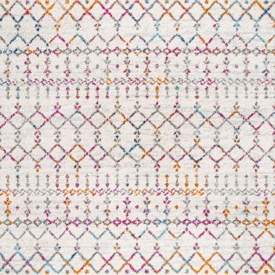 Ivory Trellis 5' Square Reversible Synthetic Area Rug