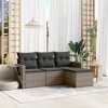 vidaXL 4 Piece Patio Sofa Set with Cushions Gray Poly Rattan - 2 of 4