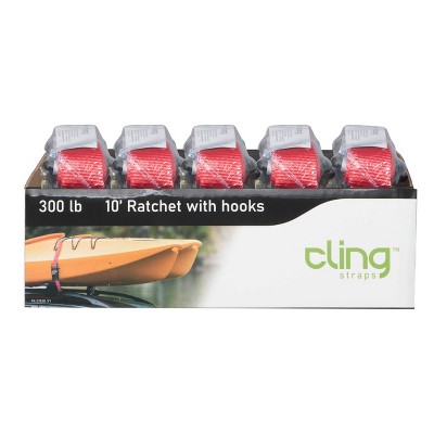 Cling 10' 300lbs Ratchet with Hooks