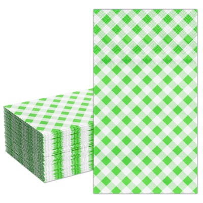 DYLIVeS Green Gingham Napkins, Green and White Checkered Guest Towel Plaid Party Napkins Disposable Paper Hand Towels for Luncheon,Birthday, Easter