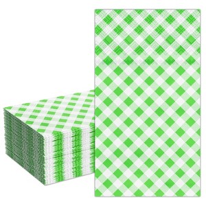 Hachikiko Green Gingham Napkins, Green and White Checkered Guest Towel Plaid Party Napkins Disposable Paper Hand Towels for Luncheon,Birthday, Easter - 1 of 4