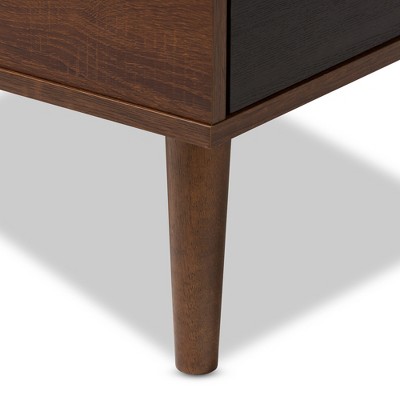 Merrick Mid-Century Modern Oak & Espresso Entryway Storage Bench