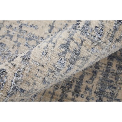 Eastfield Blue and Gray Hand-Knotted Wool Viscose Rug, 8' x 10'