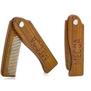 MEDca Men’s Folding Wooden Comb – 2-Pack Solid Sandalwood Fine Tooth Pocket Combs for Beard, Mustache & Head Hair – Travel & Styling - 1 of 4