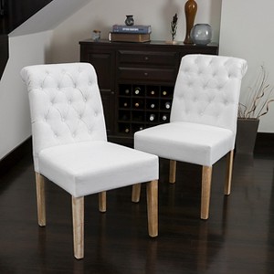 2ct Dinah Roll Top Fabric Dining Chair Set - Christopher Knight Home - 1 of 4