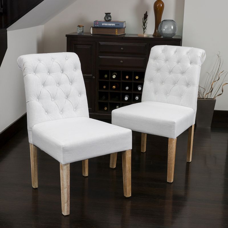 2ct Dinah Roll Top Fabric Dining Chair Set - Christopher Knight Home, 5 of 9