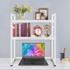 YIYIBYUS Computer Desktop Bookcase 2-Tier Multipurpose White Countertop Wood Rack Organizer - 2 of 4