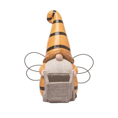 Transpac Resin 18" Multicolor Spring Bee Gnome Wheelbarrow Planter