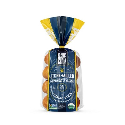One Mighty Mill Whole Wheat Plain Bagel-  4ct / 13.4oz