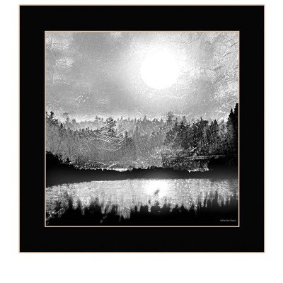 HomeRoots Big Moon Lake Black Framed Print Wall Art