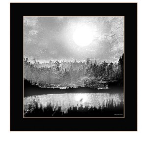 HomeRoots Big Moon Lake Black Framed Print Wall Art - 1 of 4