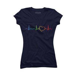Adult Design By Humans Rainbow Pride Heartbeat By Luckyst T-Shirt - 1 of 2