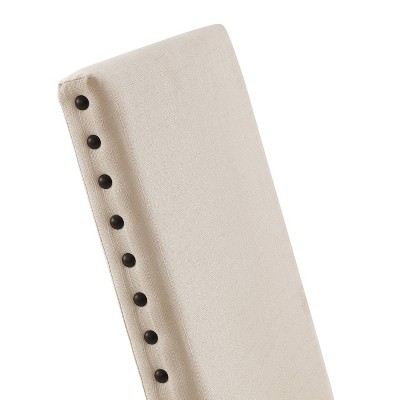 Beige Linen Upholstered Parsons Side Chair Set with Wood Frame