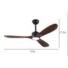 TOBILI 52 Inch Ceiling Fan with Light, 3 Solid Wood Blades,6-speed Reversible for Living Room,Bed Room,Dining Room - 2 of 4