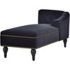 YOOCOZZ Velvet Chaise Lounge Sofa with Nail-head Trim and French-Style Wood swivel Legs - Black - 2 of 4