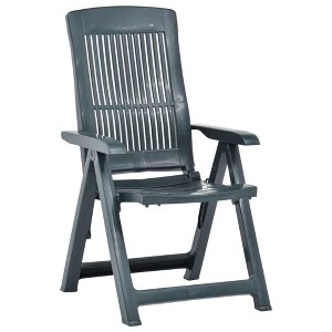 vidaXL Green Plastic Patio Reclining Chairs - Lightweight, Weather-Resistant Outdoor Furniture with Adjustable Backrest - Set of 2 - 1 of 4