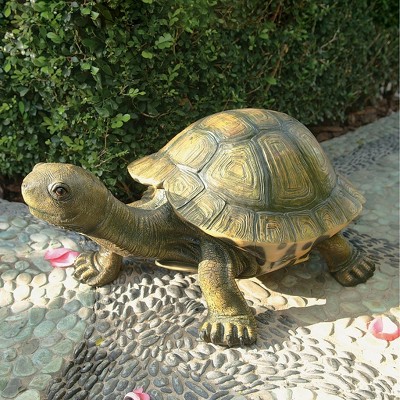 Large Multicolored Resin Tortoise Garden Sculpture