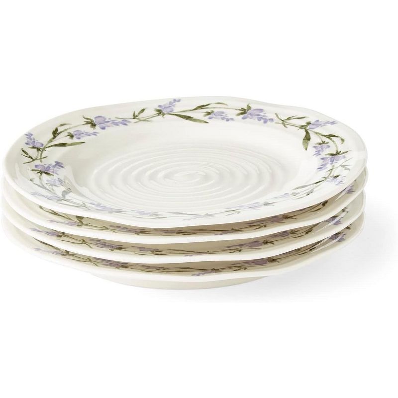 Portmeirion Sophie Conran Lavandula 8-inch Porcelain Salad Plates, Set Of 4, Lavender Sprig Border Design, Microwave And Dishwasher Safe, 3 of 8
