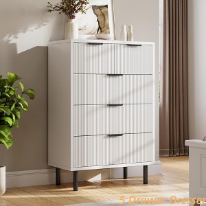 Wave Fluted 5 Drawer Dresser for Bedroom, Tall Dressers Chest of Drawers,Closet Dresser Organizer - 1 of 4