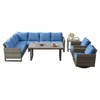 Buenhomino Outdoor Furniture Sectional Sofa L Shaped Couch - Patio Wicker Set with 2 Swivel Glider Chairs, 7 Piece Patio Conversation Set with Cushion - 2 of 4