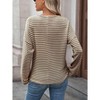 Coolmee Women's Fashion Sweatshirt Casual Waffle Knit Long Sleeve V Neck Split Pullover Tunic Tops - 2 of 4