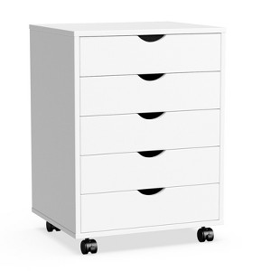 DOMETOUR 5 Drawer Mobile Storage Cabinet Dressers with Wheels for Office Bedroom Home White - 1 of 4