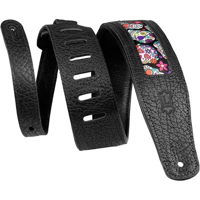 Levy's 2.5" Calaca Black Leather Guitar Strap