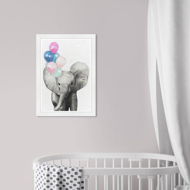 13&#34; x 19&#34; Baby Elephant with Balloons Colorful Animals Framed Wall Art Gray - Olivia&#39;s Easel, 6 of 7
