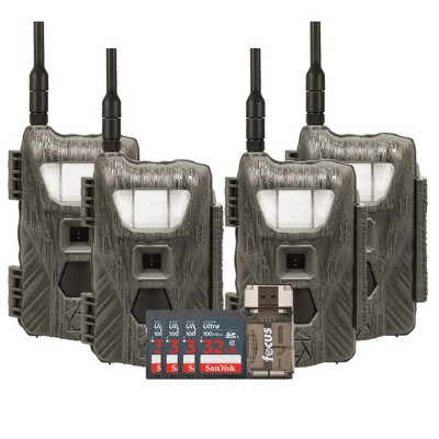 Stealth Cam Flashback 40MP White Flash Cellular Trail Camera with 32GB Memory Cards and Card Reader 4 Pack