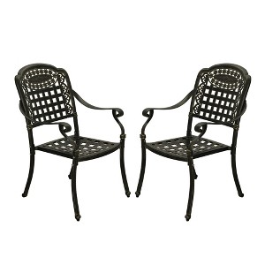 CLIHOME Outdoor Patio Flower Shaped Backrest Hollow Cast Aluminum Dining Chair(Set of 2) - 1 of 4