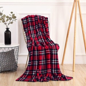 Lomsoe Christmas Grid Blanket Holiday Printed Flannel Throw Blanket Perfect Holiday Decor Gift for Family Friends Christmas Gift. - 1 of 4