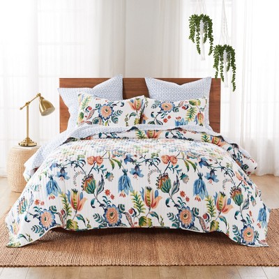 Eleni Blue and White Cotton Euro Shams Set of 2