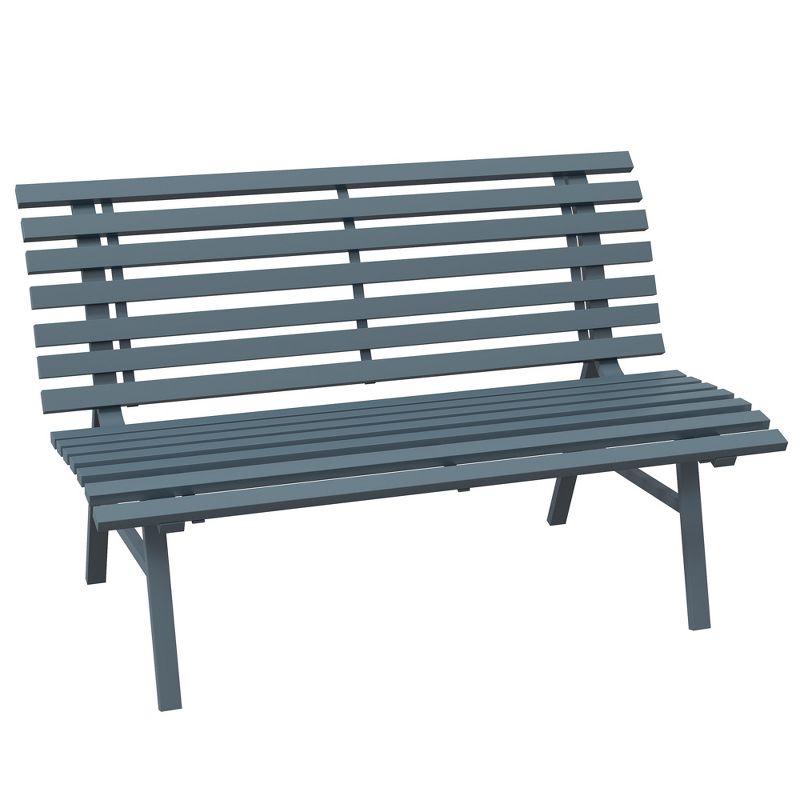 Outsunny 48.5" Garden Bench, Outdoor Patio Bench, Aluminum Lightweight Park Bench with Slatted Seat for Lawn, Park, Deck, 1 of 7