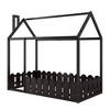 Wooden Canopy Bed Frames, Mattress House Platform Bed Floor Bed Frames with Guardrail for Guest Room Boys Girls Bedroom - 4 of 4