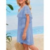 Girls Crochet Beach Cover Up Lightweight U Neck Kids Swimwear Above Knee Beach Cover Up for Girls Beachwear Tops - 3 of 4