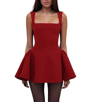 Clearlove Summer Dresses for Women Mini Square Neck Sleeveless Dress Short Sundresses